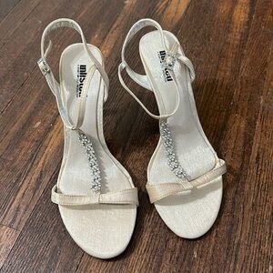 Unlisted high heels by Kenneth Cole beige nude colored fake diamond design.
